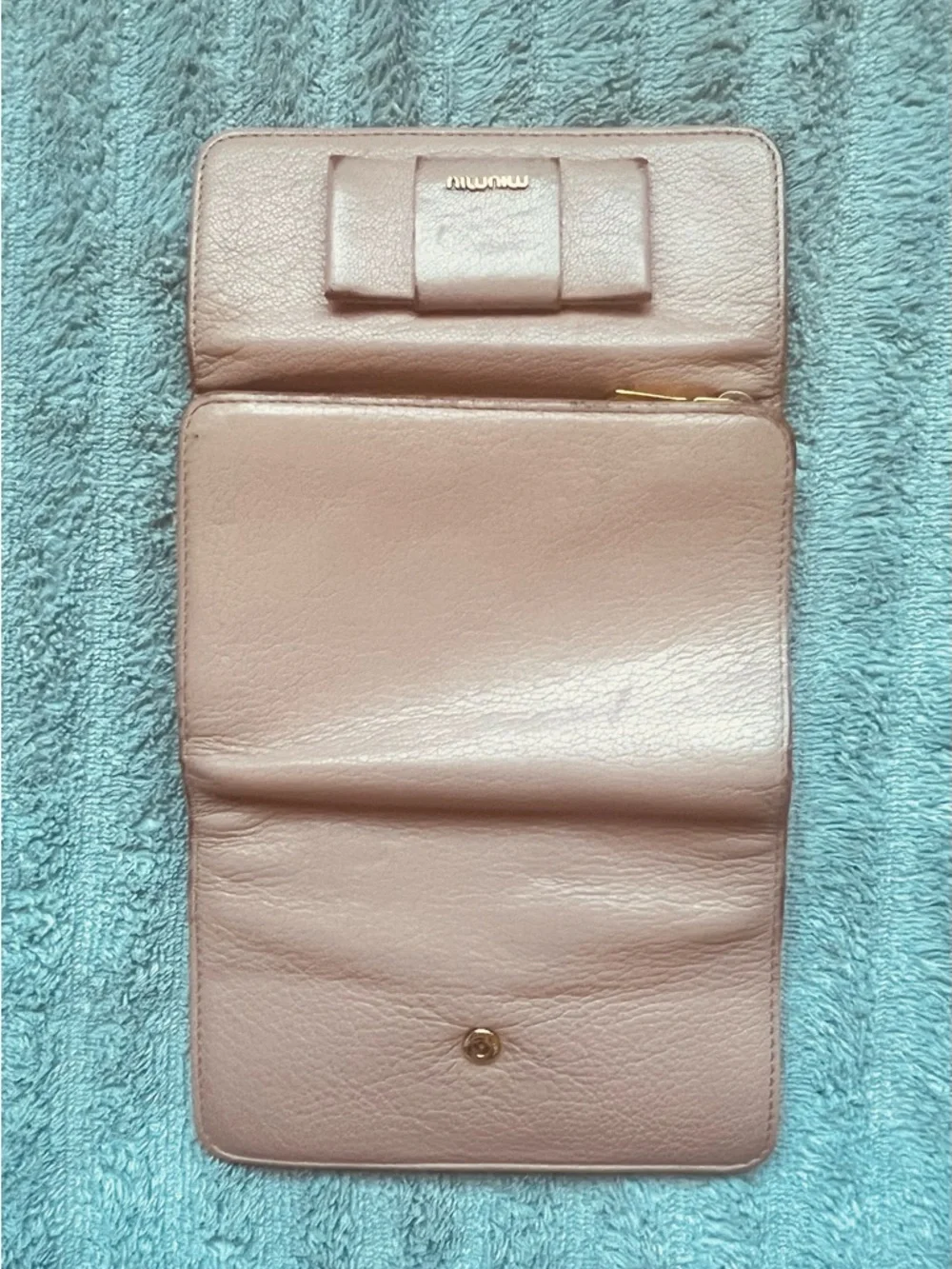Miu Miu Madras Fiocco Trifold Wallet Blush Pink Leather Bow COA Authentic -GUC - Picture 13 of 15